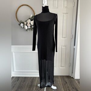 Black Turtleneck Long Sleeve Dress